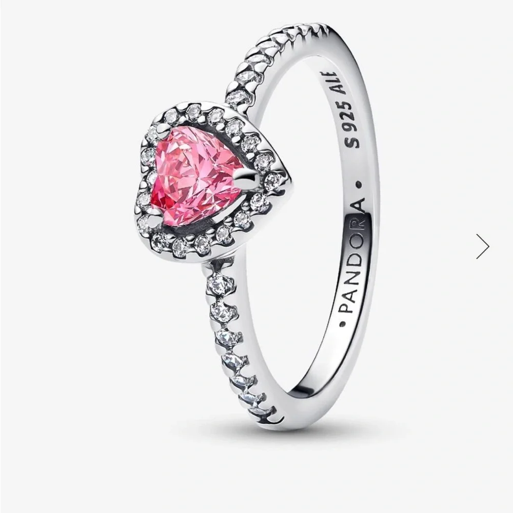 Heart-Shaped Pink and Silver Ring - Picture 2 of 2